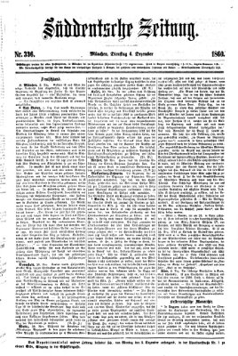 Süddeutsche Zeitung Dienstag 4. Dezember 1860