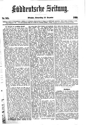 Süddeutsche Zeitung Donnerstag 13. Dezember 1860