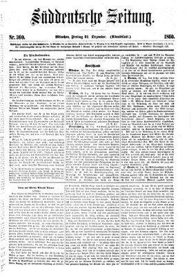 Süddeutsche Zeitung. Morgenblatt (Süddeutsche Zeitung) Freitag 21. Dezember 1860