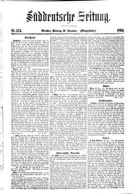 Süddeutsche Zeitung. Morgenblatt (Süddeutsche Zeitung) Sonntag 30. Dezember 1860