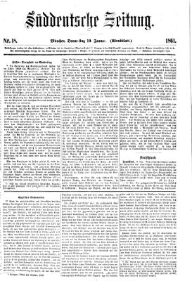 Süddeutsche Zeitung. Morgenblatt (Süddeutsche Zeitung) Donnerstag 10. Januar 1861