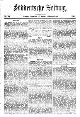 Süddeutsche Zeitung. Morgenblatt (Süddeutsche Zeitung) Donnerstag 17. Januar 1861