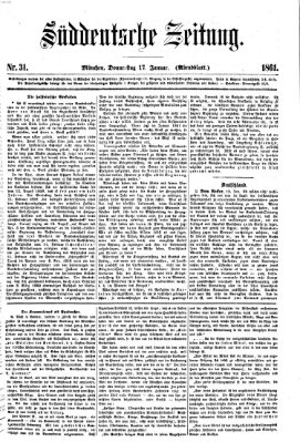 Süddeutsche Zeitung. Morgenblatt (Süddeutsche Zeitung) Donnerstag 17. Januar 1861