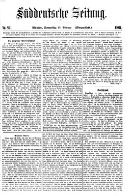 Süddeutsche Zeitung. Morgenblatt (Süddeutsche Zeitung) Donnerstag 14. Februar 1861