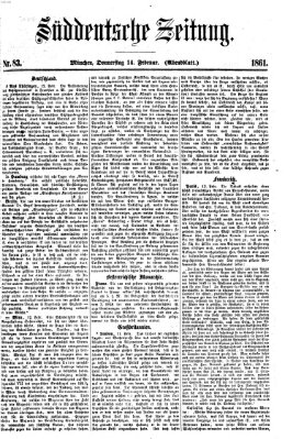 Süddeutsche Zeitung. Morgenblatt (Süddeutsche Zeitung) Donnerstag 14. Februar 1861