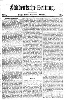 Süddeutsche Zeitung. Morgenblatt (Süddeutsche Zeitung) Mittwoch 20. Februar 1861