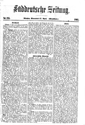 Süddeutsche Zeitung. Morgenblatt (Süddeutsche Zeitung) Samstag 27. April 1861