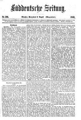 Süddeutsche Zeitung. Morgenblatt (Süddeutsche Zeitung) Samstag 3. August 1861