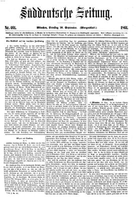 Süddeutsche Zeitung. Morgenblatt (Süddeutsche Zeitung) Dienstag 10. September 1861