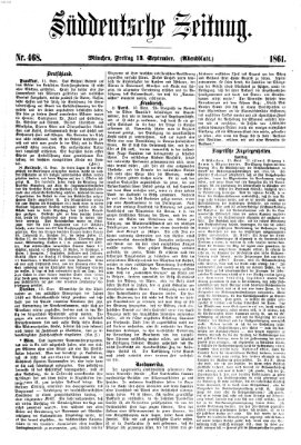 Süddeutsche Zeitung. Morgenblatt (Süddeutsche Zeitung) Freitag 13. September 1861