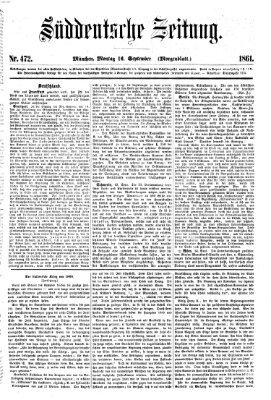 Süddeutsche Zeitung. Morgenblatt (Süddeutsche Zeitung) Montag 16. September 1861