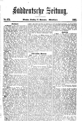 Süddeutsche Zeitung. Morgenblatt (Süddeutsche Zeitung) Dienstag 17. September 1861