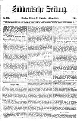 Süddeutsche Zeitung. Morgenblatt (Süddeutsche Zeitung) Mittwoch 18. September 1861