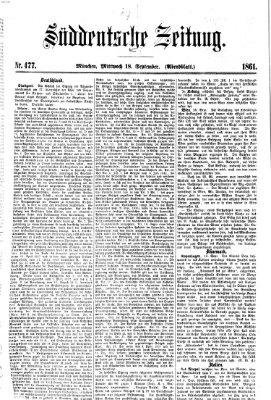 Süddeutsche Zeitung. Morgenblatt (Süddeutsche Zeitung) Mittwoch 18. September 1861