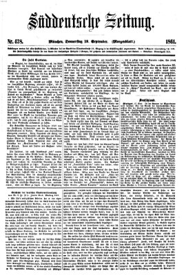 Süddeutsche Zeitung. Morgenblatt (Süddeutsche Zeitung) Donnerstag 19. September 1861