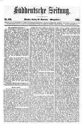 Süddeutsche Zeitung. Morgenblatt (Süddeutsche Zeitung) Freitag 20. September 1861