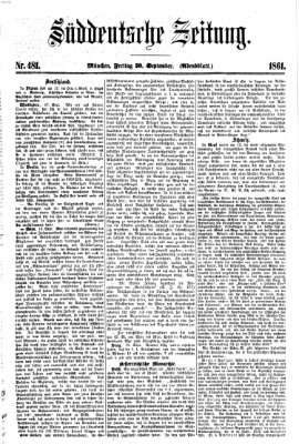 Süddeutsche Zeitung. Morgenblatt (Süddeutsche Zeitung) Freitag 20. September 1861