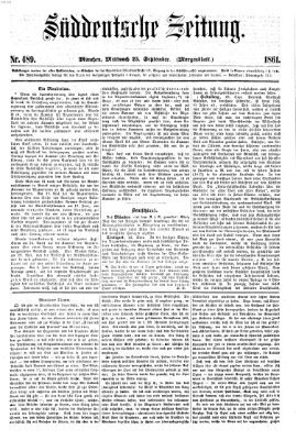 Süddeutsche Zeitung. Morgenblatt (Süddeutsche Zeitung) Mittwoch 25. September 1861