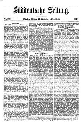 Süddeutsche Zeitung. Morgenblatt (Süddeutsche Zeitung) Mittwoch 25. September 1861