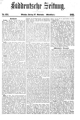 Süddeutsche Zeitung. Morgenblatt (Süddeutsche Zeitung) Freitag 27. September 1861