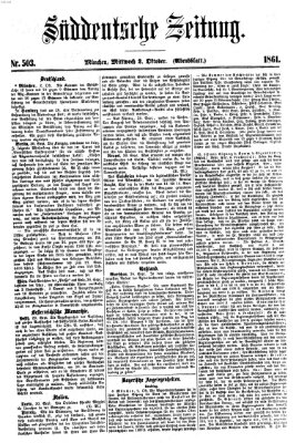 Süddeutsche Zeitung. Morgenblatt (Süddeutsche Zeitung) Mittwoch 2. Oktober 1861