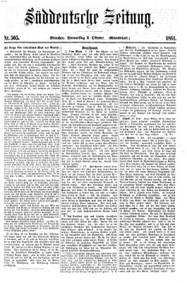 Süddeutsche Zeitung. Morgenblatt (Süddeutsche Zeitung) Donnerstag 3. Oktober 1861