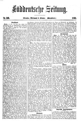 Süddeutsche Zeitung. Morgenblatt (Süddeutsche Zeitung) Mittwoch 9. Oktober 1861