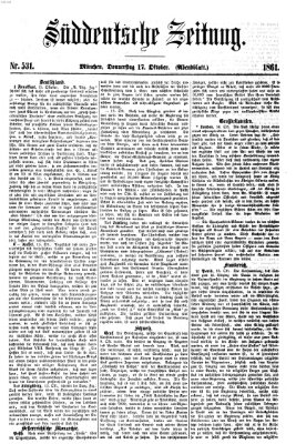 Süddeutsche Zeitung. Morgenblatt (Süddeutsche Zeitung) Donnerstag 17. Oktober 1861