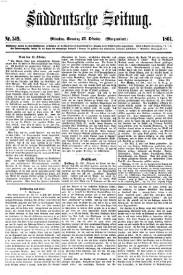 Süddeutsche Zeitung. Morgenblatt (Süddeutsche Zeitung) Sonntag 27. Oktober 1861