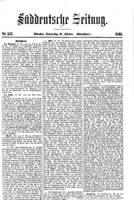 Süddeutsche Zeitung. Morgenblatt (Süddeutsche Zeitung) Donnerstag 31. Oktober 1861