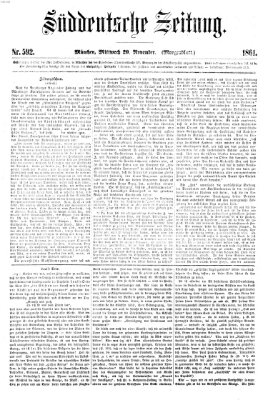 Süddeutsche Zeitung. Morgenblatt (Süddeutsche Zeitung) Mittwoch 20. November 1861