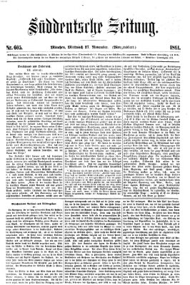 Süddeutsche Zeitung. Morgenblatt (Süddeutsche Zeitung) Mittwoch 27. November 1861