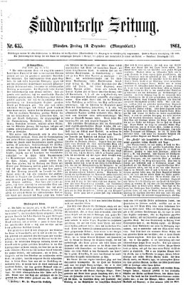 Süddeutsche Zeitung. Morgenblatt (Süddeutsche Zeitung) Freitag 13. Dezember 1861