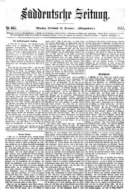 Süddeutsche Zeitung. Morgenblatt (Süddeutsche Zeitung) Mittwoch 18. Dezember 1861