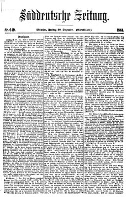 Süddeutsche Zeitung. Morgenblatt (Süddeutsche Zeitung) Freitag 20. Dezember 1861