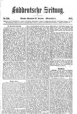 Süddeutsche Zeitung. Morgenblatt (Süddeutsche Zeitung) Samstag 21. Dezember 1861