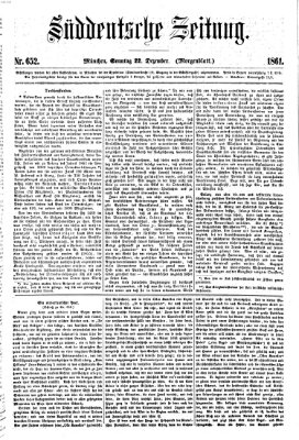 Süddeutsche Zeitung. Morgenblatt (Süddeutsche Zeitung) Sonntag 22. Dezember 1861