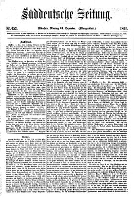 Süddeutsche Zeitung. Morgenblatt (Süddeutsche Zeitung) Montag 23. Dezember 1861