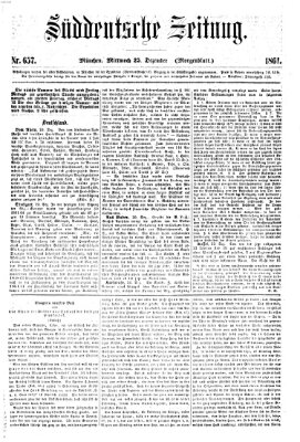 Süddeutsche Zeitung. Morgenblatt (Süddeutsche Zeitung) Mittwoch 25. Dezember 1861