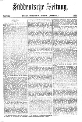 Süddeutsche Zeitung. Morgenblatt (Süddeutsche Zeitung) Samstag 28. Dezember 1861