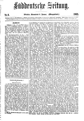 Süddeutsche Zeitung. Morgenblatt (Süddeutsche Zeitung) Samstag 4. Januar 1862