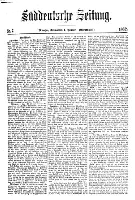 Süddeutsche Zeitung. Morgenblatt (Süddeutsche Zeitung) Samstag 4. Januar 1862