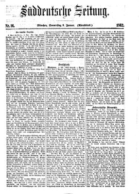 Süddeutsche Zeitung. Morgenblatt (Süddeutsche Zeitung) Donnerstag 9. Januar 1862