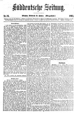 Süddeutsche Zeitung. Morgenblatt (Süddeutsche Zeitung) Mittwoch 15. Januar 1862