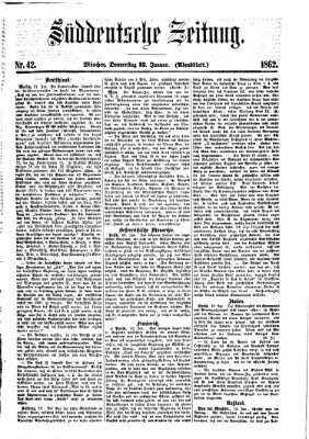 Süddeutsche Zeitung. Morgenblatt (Süddeutsche Zeitung) Donnerstag 23. Januar 1862