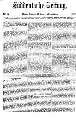 Süddeutsche Zeitung. Morgenblatt (Süddeutsche Zeitung) Samstag 25. Januar 1862