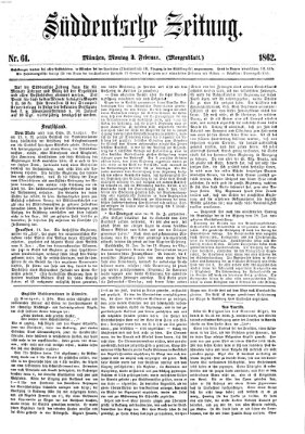 Süddeutsche Zeitung. Morgenblatt (Süddeutsche Zeitung) Montag 3. Februar 1862