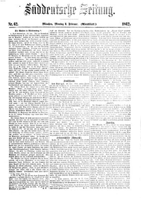 Süddeutsche Zeitung. Morgenblatt (Süddeutsche Zeitung) Montag 3. Februar 1862