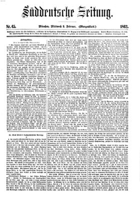 Süddeutsche Zeitung. Morgenblatt (Süddeutsche Zeitung) Mittwoch 5. Februar 1862