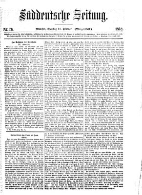 Süddeutsche Zeitung. Morgenblatt (Süddeutsche Zeitung) Dienstag 11. Februar 1862